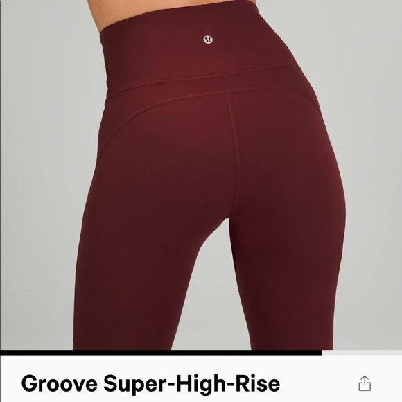LULULEMON  Groove Pant Flare Super High Rise Leggings RED MERLOT Wine SIZE 4 NWT - Picture 10 of 15